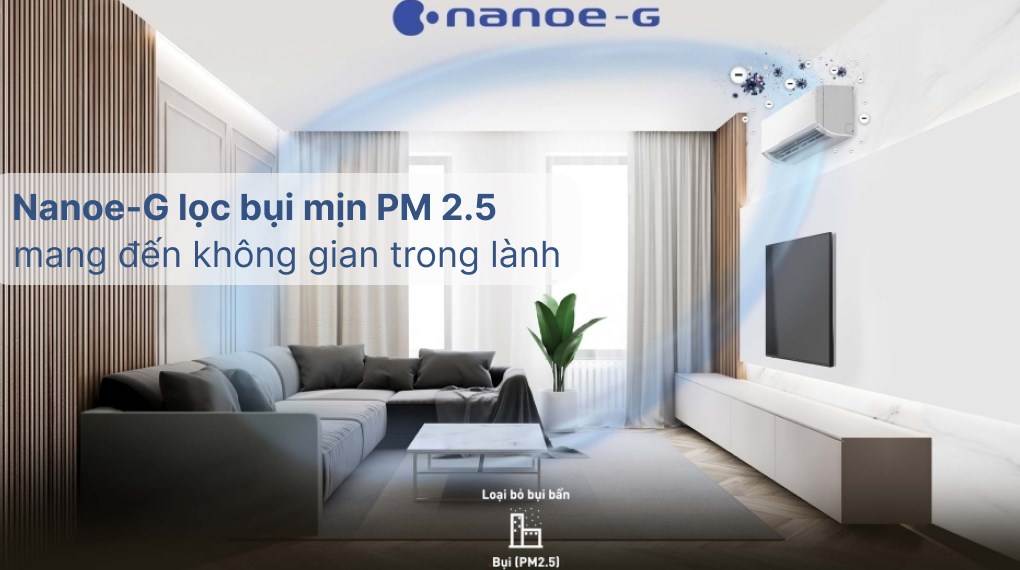 Công nghệ nanoe-G giải phóng các ion âm vào không khí, bắt giữ và vô hiệu hóa bụi bẩn