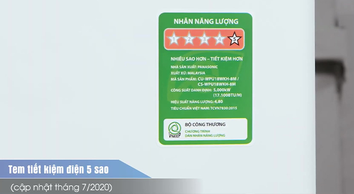 Máy lạnh Panasonic Inverter CU/CS-WPU-WKH-8M - Năng lượng 5 sao
