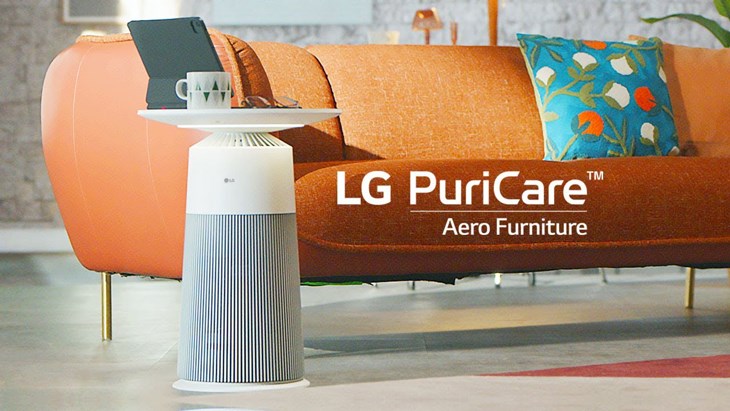 Máy lọc không khí LG PuriCare Aero Furniture có kiểu dáng hiện đại, thích hợp bố trí trong mọi không gian