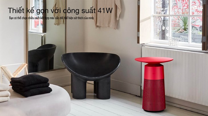Máy lọc không khí LG PuriCare Aero Furniture Furniture AS20GPRU0 màu đỏ hoạt động với công suất 41W với độ ồn chỉ khoảng 45dB, không làm ảnh hưởng đến sinh hoạt của gia đình