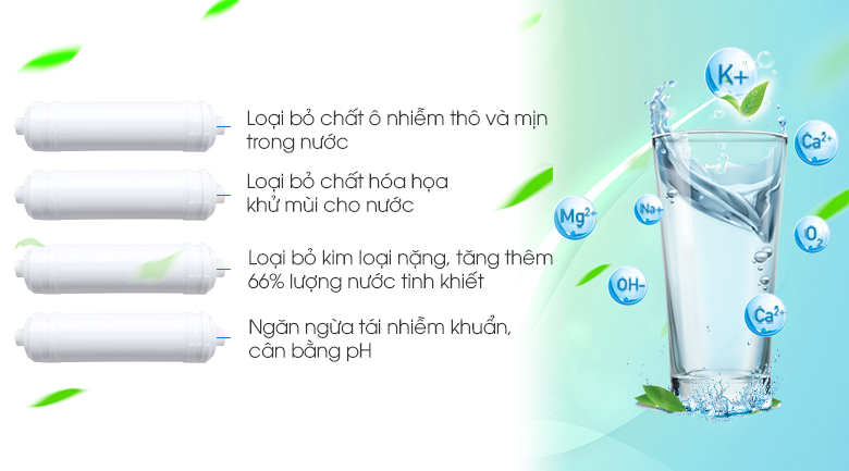 Hệ thống 4 lõi lọc nước tiên tiến