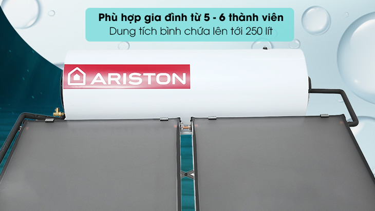 Máy nước nóng năng lượng mặt trời tấm phẳng Ariston đa dạng dung tích phù hợp với mọi gia đình