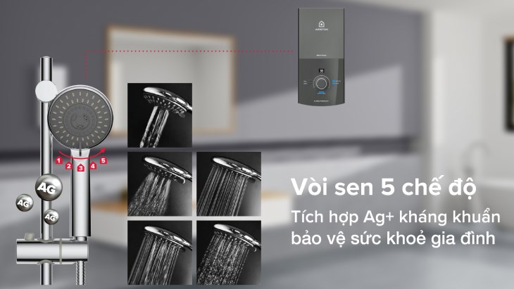 Vòi sen tích hợp Ag+ kháng khuẩn