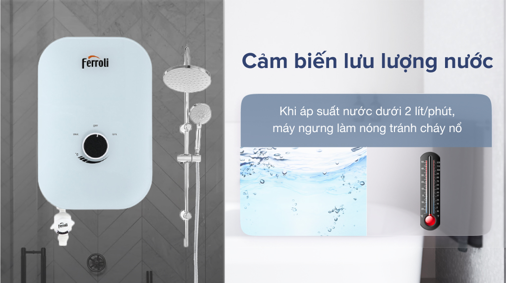 Đánh giá chi tiết máy nước nóng trực tiếp Ferroli 4500W MIDO-MXP 4.5S - Cảm biến lưu lượng nước