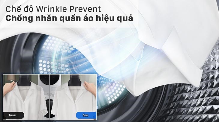 Chống nhăn áo quần hiệu quả nhờ chế độ Wrinkle Prevent