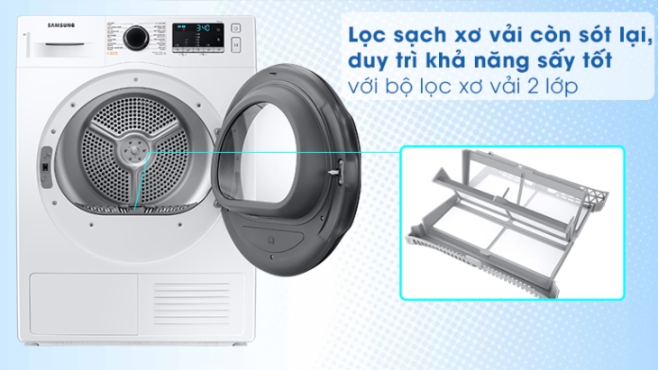 Máy sấy Samsung lọc sạch xơ vải và bụi bẩn với bộ lọc 2 trong 1 tiện lợi