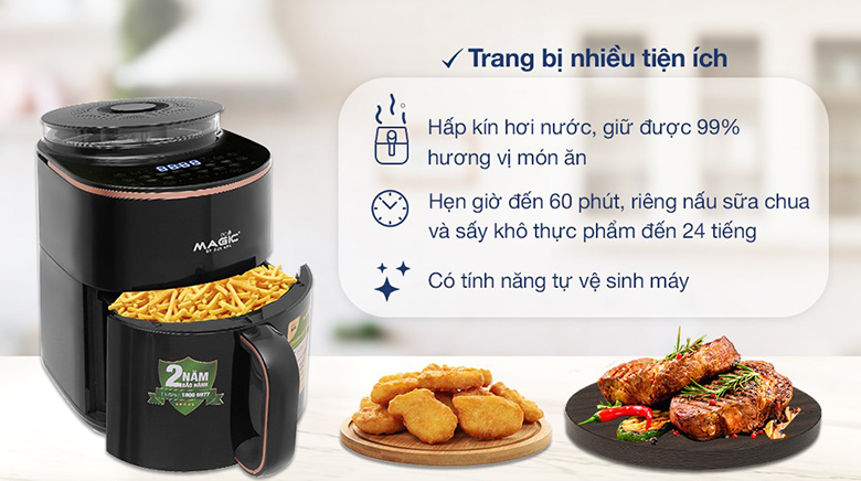 Nồi chiên trang bị chức năng hẹn giờ nấu tiện lợi