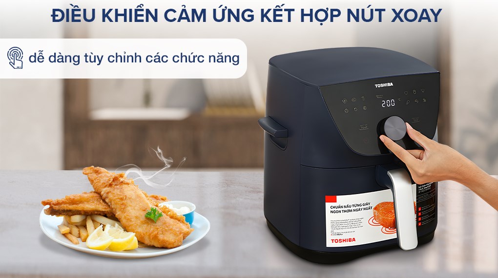 Nồi chiên không dầu Toshiba AF-74CS2SRVN(B) 7.4 lít - Điều khiển cảm ứng kết hợp nút xoay
