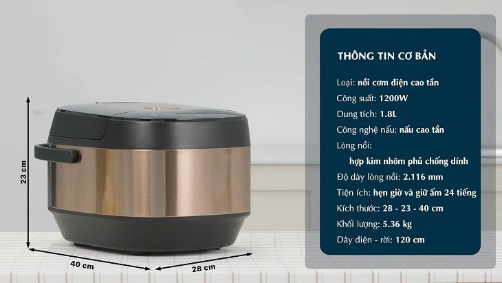 Tổng quan thiết kế nồi cơm điện cao tần Beko RCI 80143B màu đen vàng đồng sang trọng