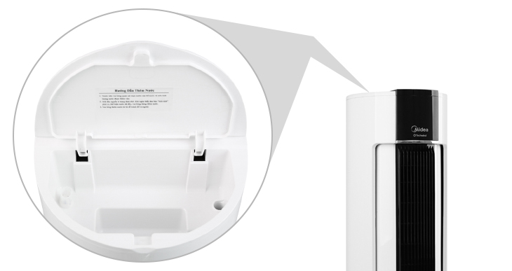 Khay chứa nước phía trên, tiện lợi khi châm nước - Quạt điều hòa Midea AC120-18AR