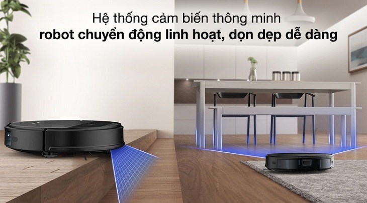 Robot hút bụi Samsung VR05R5050WK/SV được trang bị hệ thống cảm biến thông minh cho phép máy chuyển động linh hoạt và tăng độ bền