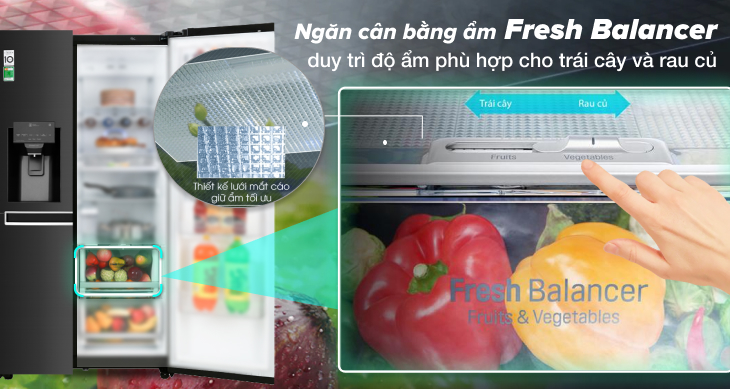 Ngăn cân bằng ẩm Fresh Balancer duy trì độ ẩm phù hợp cho từng loại thực phẩm