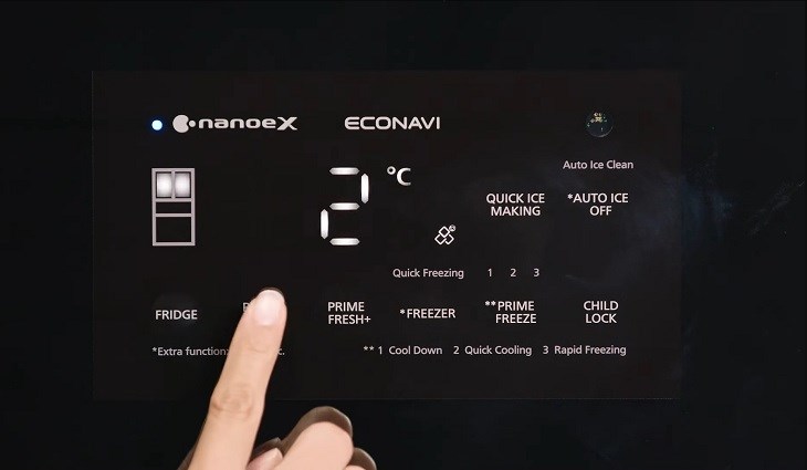 Các nút chức năng trên bảng điều khiển tủ lạnh Panasonic