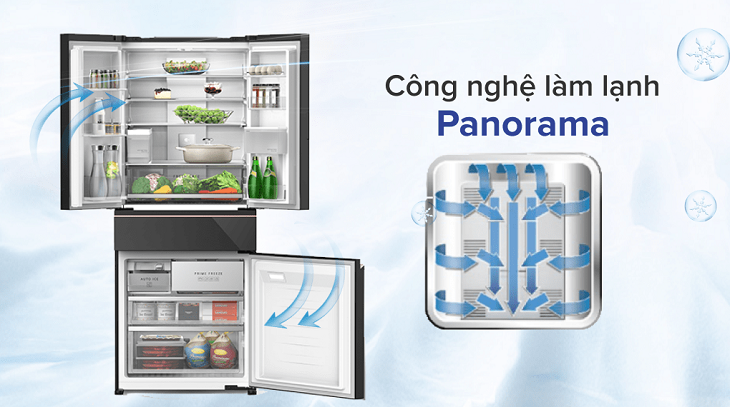 Luồng khí lạnh vòng cung Panorama làm lạnh đều thực phẩm