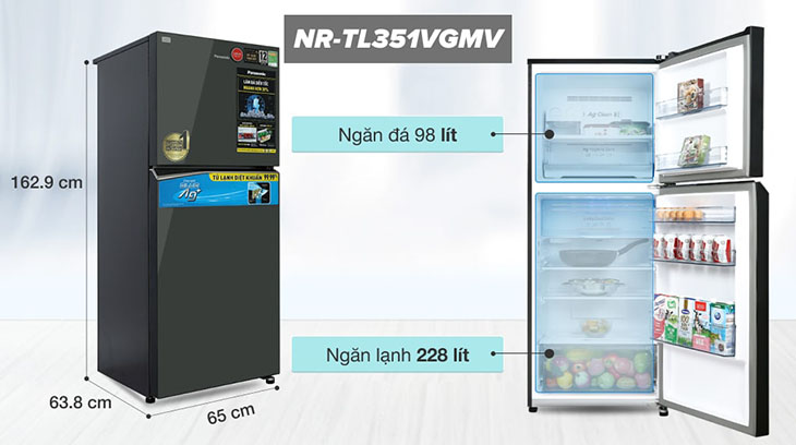 Đánh giá chi tiết dòng tủ lạnh Panasonic Inverter TL351-381VG - Dung tích