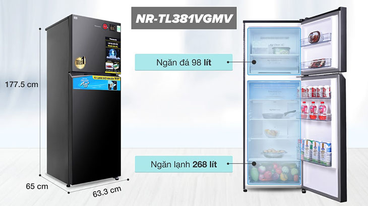 Đánh giá chi tiết dòng tủ lạnh Panasonic Inverter TL351-381VG - Dung tích