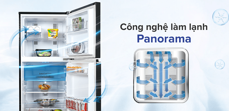 Công nghệ làm lạnh vòng cung Panorama trên tủ lạnh Panasonic Inverter 234 lít NR-TV261BPKV