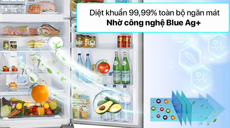 Tủ lạnh tiêu diệt đến 99,99% vi khuẩn với công nghệ Blue Ag+