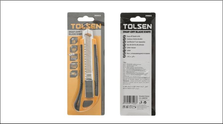Dao rọc giấy 18x100 mm Tolsen 30003 (3 lưỡi) được làm bằng chất liệu thép cứng và có độ bền cao, giúp bạn sử dụng lâu dài