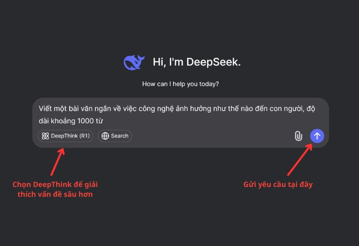 Giao diện sử dụng DeepSeek AI