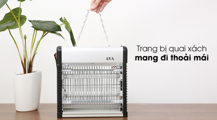 Đèn bắt muỗi AVA JB20E-2X6W có quai xách giúp di chuyển dễ dàng