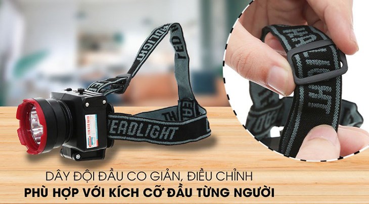 Đèn pin sạc đội đầu Sunhouse SHE-5012 có dây đeo có thể điều chỉnh cho phù hợp với từng kích cỡ đầu