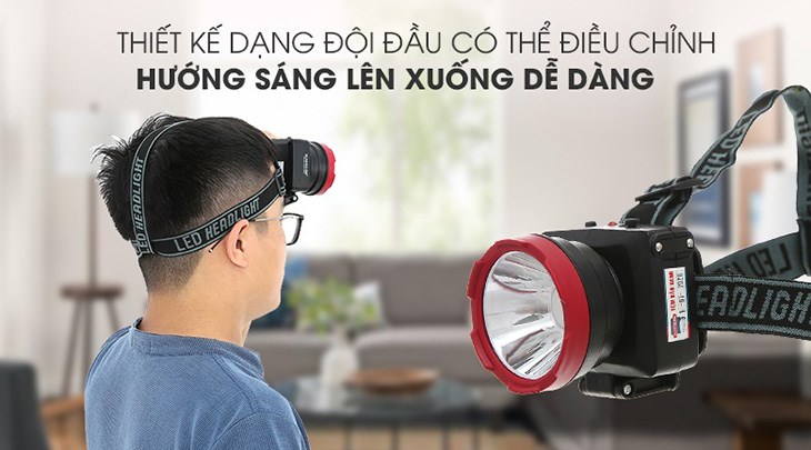 Đèn pin sạc đội đầu Sunhouse SHE-5032 có thiết kế nhỏ gọn với trọng lượng nhẹ, không lo bị mỏi cổ khi dùng
