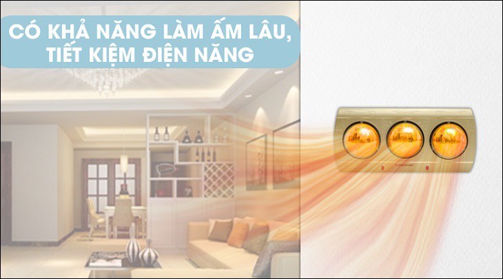Không tốn nhiều chi phí điện năng khi sử dụng đèn sưởi nhà tắm Sunhouse SHD3813 825W