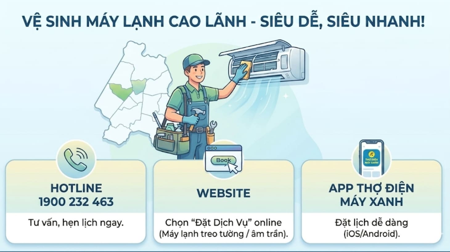 Cách đặt dịch vụ vệ sinh máy lạnh tại Cao Lãnh nhanh chòng