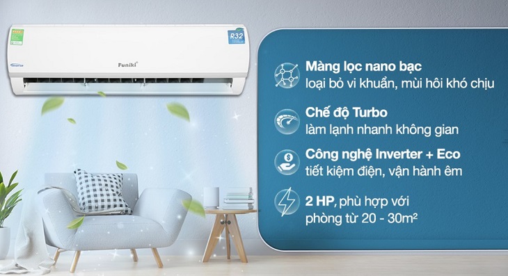 Máy lạnh Funiki Inverter 2 HP HIC18TMU.ST3 sở hữu nhiều ưu điểm vượt trội