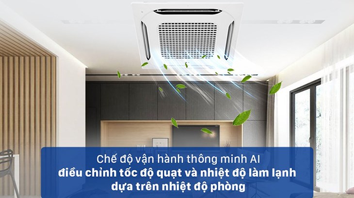 Máy lạnh âm trần LG Inverter 2.5 HP ATNQ24GPLE7 có chế độ vận hành thông minh giúp điều chỉnh tốc độ quạt và nhiệt độ làm lạnh dựa vào nhiệt độ phòng