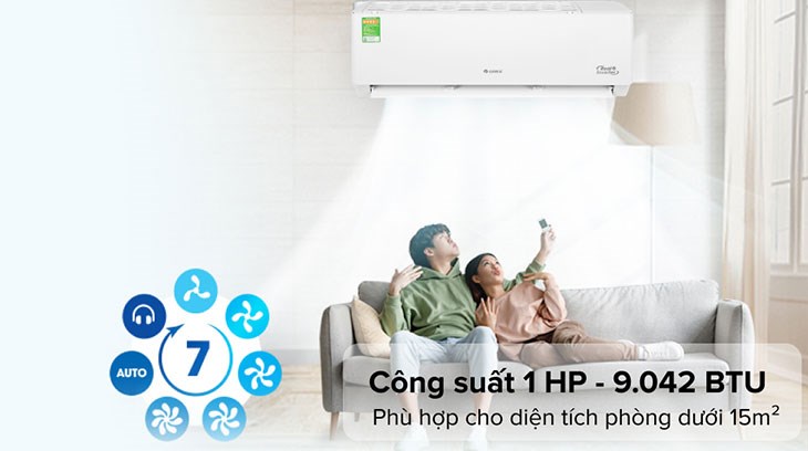 Điều hòa Gree Inverter 1 HP GWC09PB-K3D0P4 trang bị công suất 1 HP phù hợp diện tích căn phòng dưới 15 mét vuông