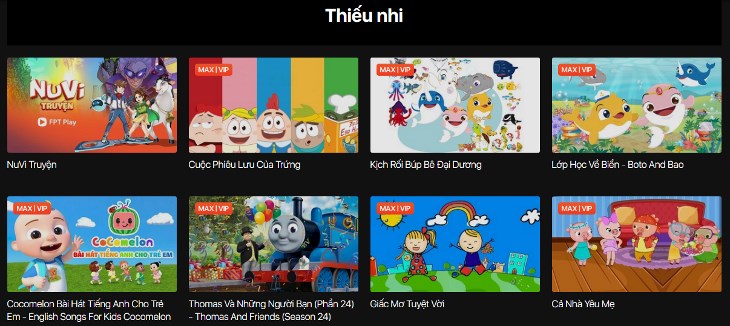 Đa dạng chương trình, video dành cho thiếu nhi