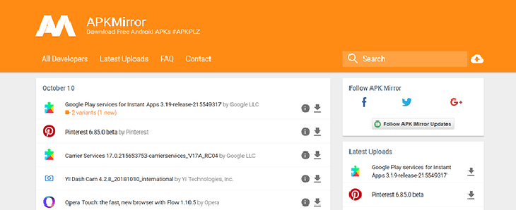 Một trong những trang web tải tệp apk uy tín