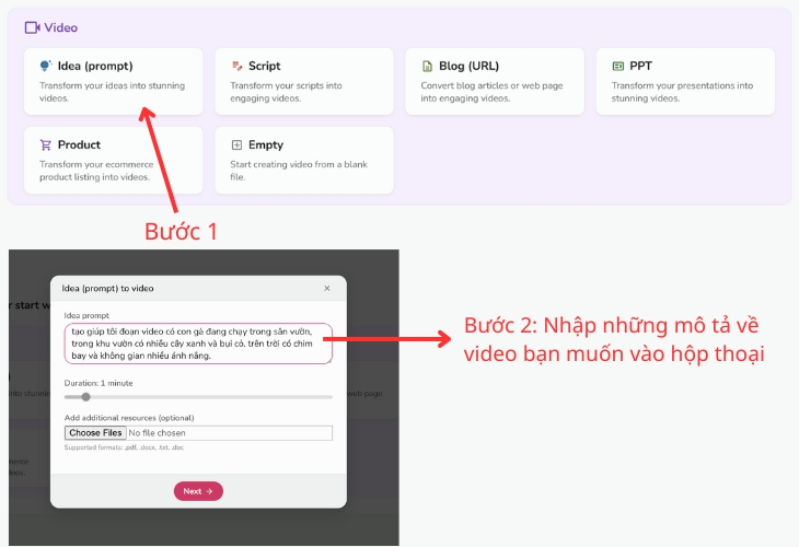 Nhập những yêu cầu bạn mong muốn vào hộp thoại