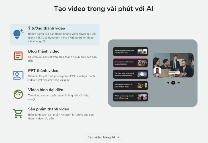 Tạo video nhanh chóng và đơn giản