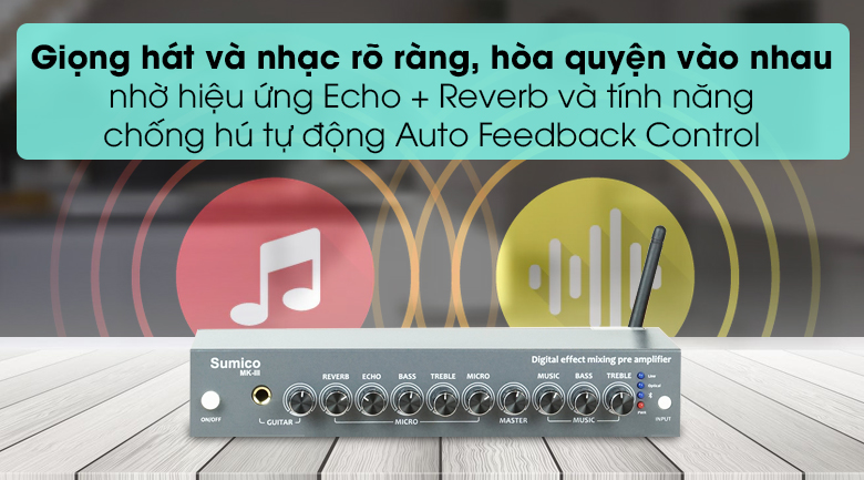 Đưa nguồn của pink noise vào 1 kênh của của mixer Karaoke Sumico MK3