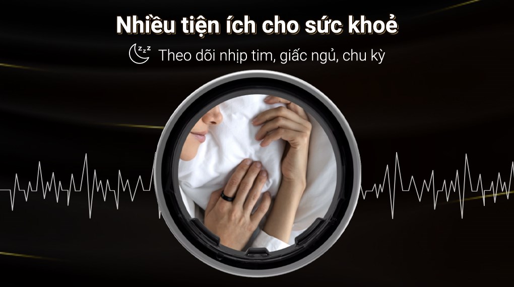 Các cảm biến trong Galaxy Ring liên tục đo đạc các chỉ số như nhịp tim, nồng độ oxy trong máu (SpO2), chất lượng giấc ngủ