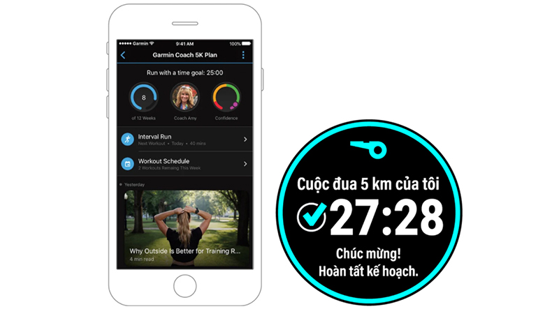 Tính năng Garmin Coach sẽ lập một bản kế hoạch luyện tập chi tiết cho bạn