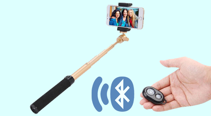 Gậy tự sướng sử dụng remote điều khiển qua kết nối Bluetooth