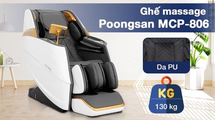 Ghế Massage Poongsan MCP-806 được gia công từ thép không gỉ chịu tải lên đến 130kg