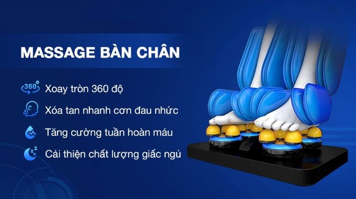 Tính năng massage bàn chân trên ghế massage Poongsan MCP-806 giúp cải thiện giấc ngủ của người dùng