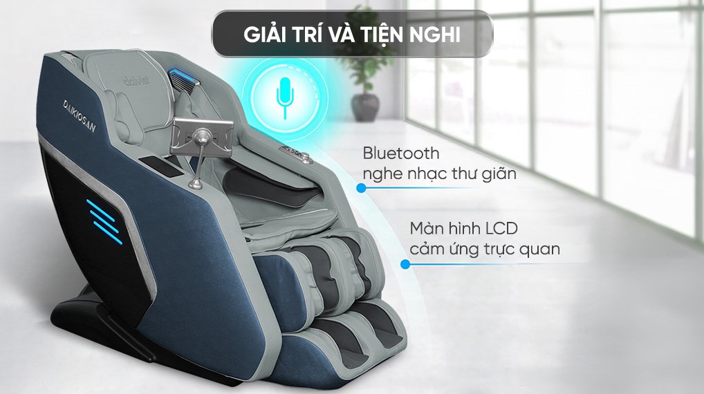 Ghế massage Daikiosan DC104 dễ dàng thao tác với màn hình cảm ứng tiếng Việt, điều khiển giọng nói và kết nối Bluetooth