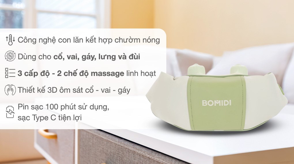 Máy massage cổ vai gáy Bomidi MP2 Lite là món quà tặng giúp thư giãn, giảm đau và căng cứng cơ ở cổ, gáy, vai, lưng, đùi