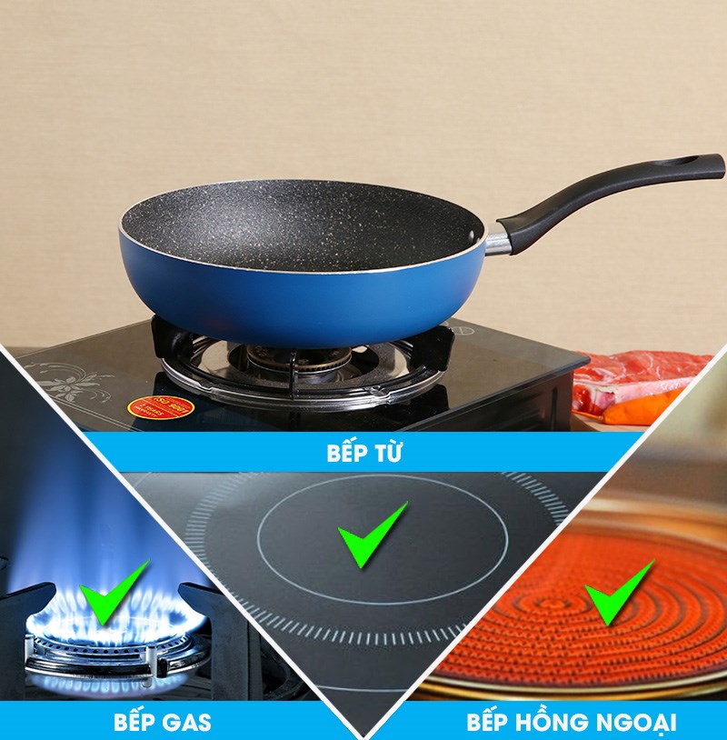 Chảo nhôm chống dính đáy từ 26 cm Elmich Colosseum Y1 EL-3720 thích hợp dùng cho nhiều loại bếp của các gia đình