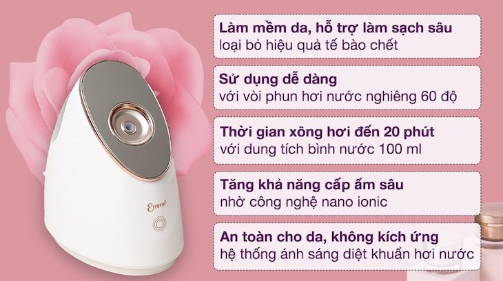 Máy xông mặt giúp làm mềm da, hỗ trợ làm sạch sâu lỗ chân lông và tăng khả năng cấp ẩm