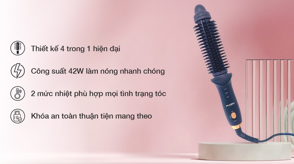 Lược điện chải tóc Magic B-42 giúp tạo kiểu tóc mềm mượt nhanh chóng