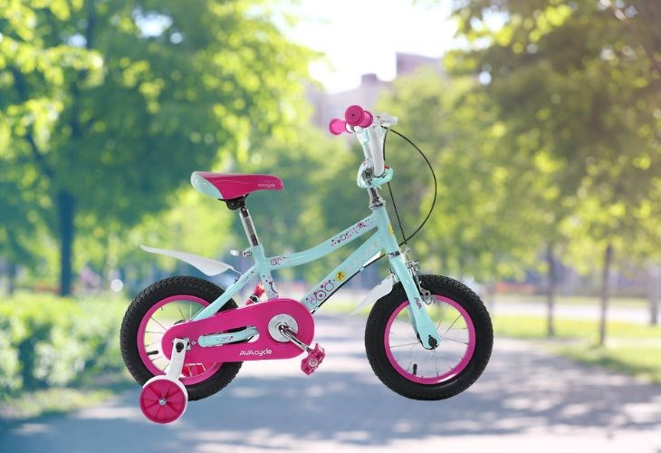 Xe Đạp Trẻ Em AVACycle Paris JY905-12 12 inch được trang bị thêm 2 bánh phụ nhỏ xinh, hỗ trợ bé tập đi