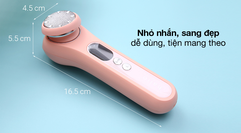 Máy Đẩy Tinh Chất Dưỡng Trắng Nóng Lạnh Halio Ion Coral có kích cỡ nhỏ gọn cũng là một món quà giúp người nhận nâng tầm nhan sắc