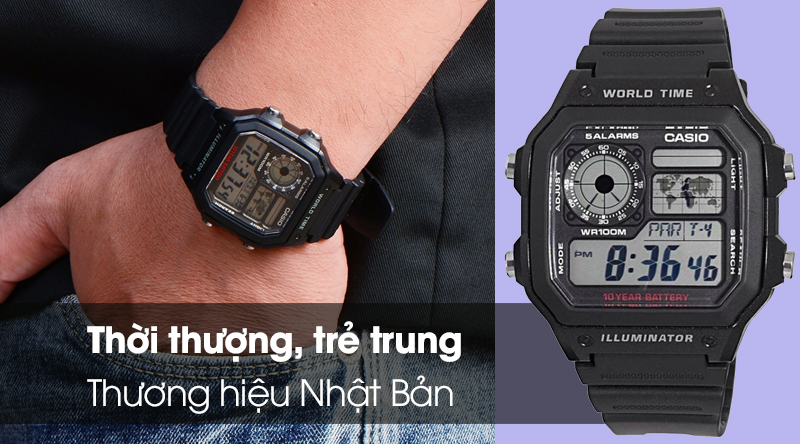 Đồng hồ nam Casio AE-1200WH-1AVDF có kiểu dáng trẻ trung, năng động là một món quà phù hợp với các bạn nam